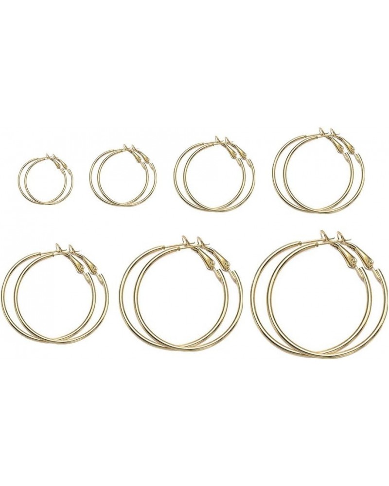 7 Pairs Hoops Womens Earrings Set Gold $6.67 Earrings