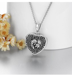 Heart Locket Necklace That Holds Pictures Sterling Silver Flower Lockets Jewelry for Women - Always in My Heart Cherry blosso...