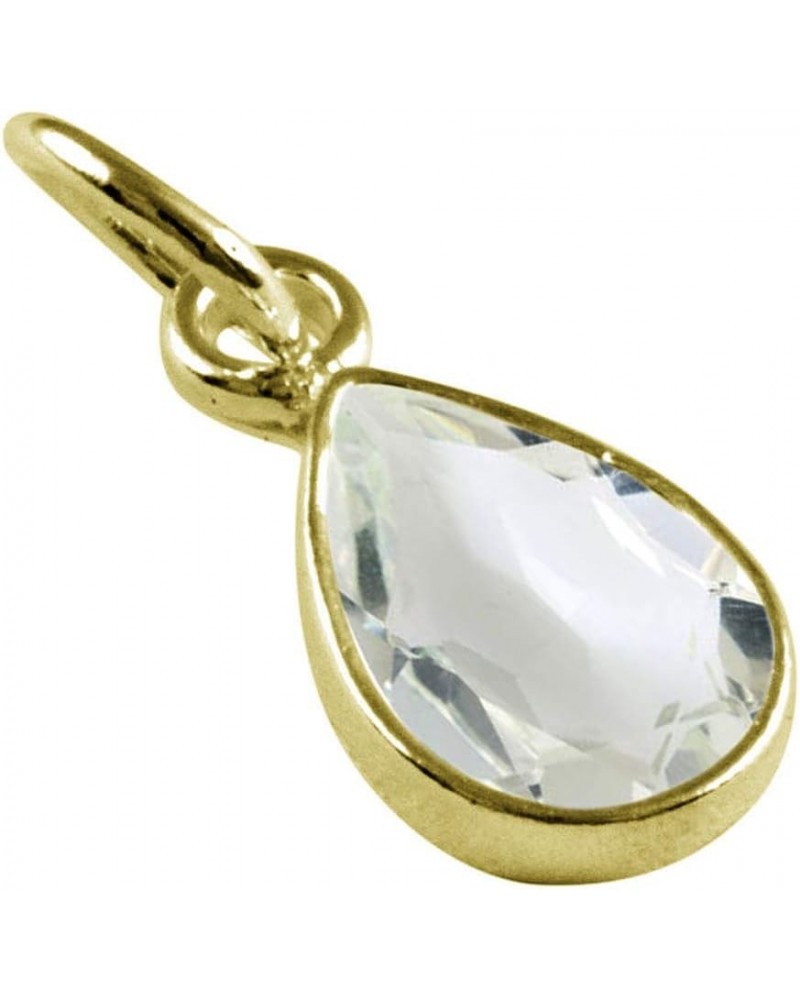 Choose Your Gemstone Pendants Pear Shape 925 Sterling Silver 18K Gold Plated Locket For Men Women natural-faceted-Crystal-Qua...