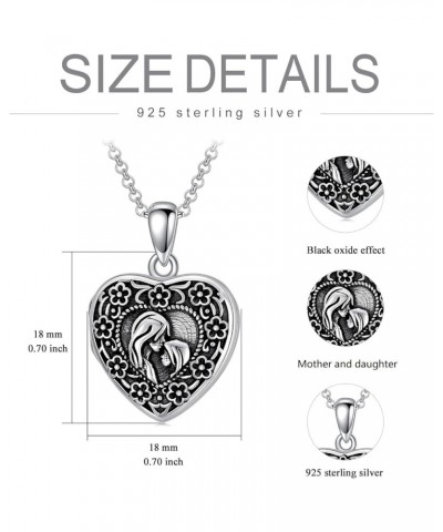 Heart Locket Necklace That Holds Pictures Sterling Silver Flower Lockets Jewelry for Women - Always in My Heart Cherry blosso...