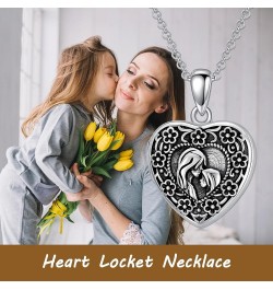 Heart Locket Necklace That Holds Pictures Sterling Silver Flower Lockets Jewelry for Women - Always in My Heart Cherry blosso...