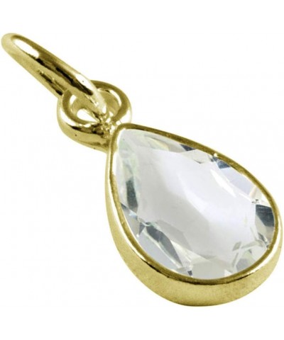 Choose Your Gemstone Pendants Pear Shape 925 Sterling Silver 18K Gold Plated Locket For Men Women natural-faceted-Crystal-Qua...