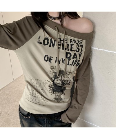 Y2k Tops Off The Shoulder Long Sleeve Top Emo Clothes Grunge Clothes Trashy Y2k Emo Tops Y2k Grunge Green $7.64 Necklaces