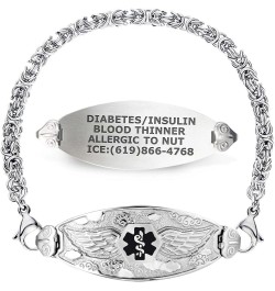 Custom Engraved Medical Alert Bracelets for Women, Stainless Steel Medical Bracelet, Medical ID Bracelet w/Free Engraving – A...