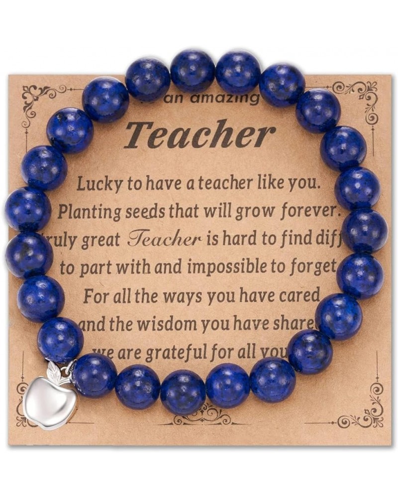 Teacher Appreciation Gifts,Natural Stone Teacher Bracelet Gifts for women,8MM 6MM Beads Thank You Gifts for Teacher Meaningfu...