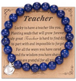 Teacher Appreciation Gifts,Natural Stone Teacher Bracelet Gifts for women,8MM 6MM Beads Thank You Gifts for Teacher Meaningfu...