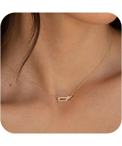 Dainty Gold Necklace for Women, Gold Cross necklace 14K Gold Plated Paperclip Pendant Necklace Cute Gold CZ Heart Pendant Nec...