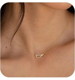 Dainty Gold Necklace for Women, Gold Cross necklace 14K Gold Plated Paperclip Pendant Necklace Cute Gold CZ Heart Pendant Nec...