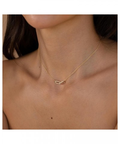 Dainty Gold Necklace for Women, Gold Cross necklace 14K Gold Plated Paperclip Pendant Necklace Cute Gold CZ Heart Pendant Nec...