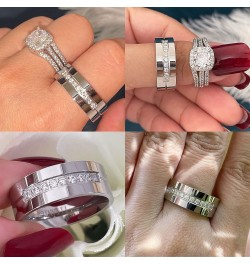 1.8Ct Couple Bridal Ring Sets Wedding Rings for Women & Mens Titanium Engagement Bands Stainless Steel Cz Him His Hers Women'...