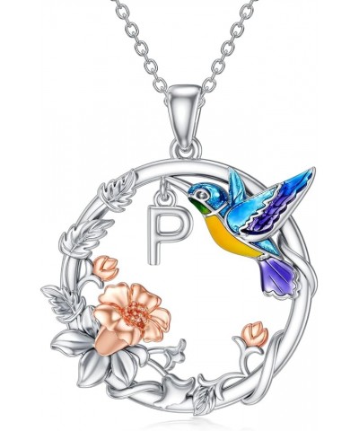 Hummingbird Necklace with A to Z Letters, Hummingbird Pendant Necklaces Sterling Silver 26 Alphabet Jewelry Gift for Women P ...