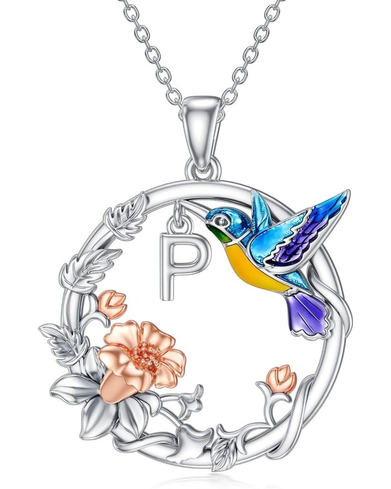 Hummingbird Necklace with A to Z Letters, Hummingbird Pendant Necklaces Sterling Silver 26 Alphabet Jewelry Gift for Women P ...