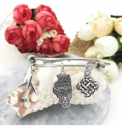 State Bangle U.S. Map Charm Expandable Travel Bracelet Long Distance Relationship Gift Best Friends Bracelet Illinois $8.66 B...