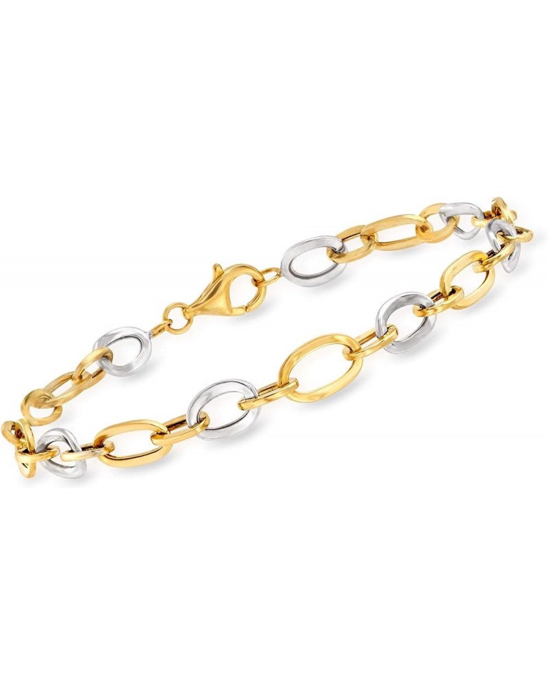 14kt 2-Tone Gold Oval-Link Bracelet 8.0 Inches $125.40 Bracelets