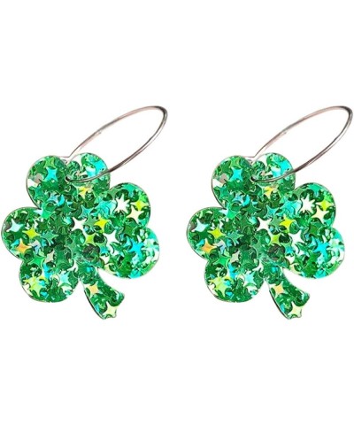 Shining St. Patrick's Day Green Leaf Irish Shamrock Resin Acrylic Earrings for Women Girls Jewelry B $5.09 Earrings