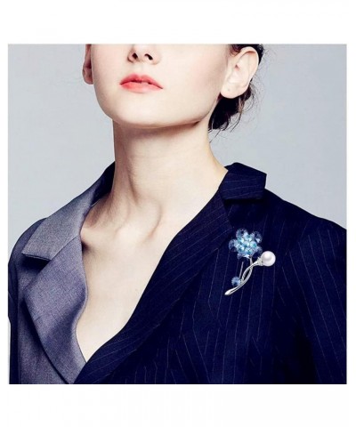 Crystals Brooch "Blue Enchantress” Platinum Plated Elegant Flowers Fashion Pin Gift for Women Girls for Clothing Bag Decor - ...