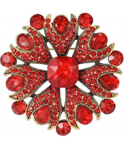 Stunning Gorgeous Flower Rhinestone Teardrop Statement Brooch Pin for Women Party Prom Dress Accessory Ruby Color $9.43 Brooc...