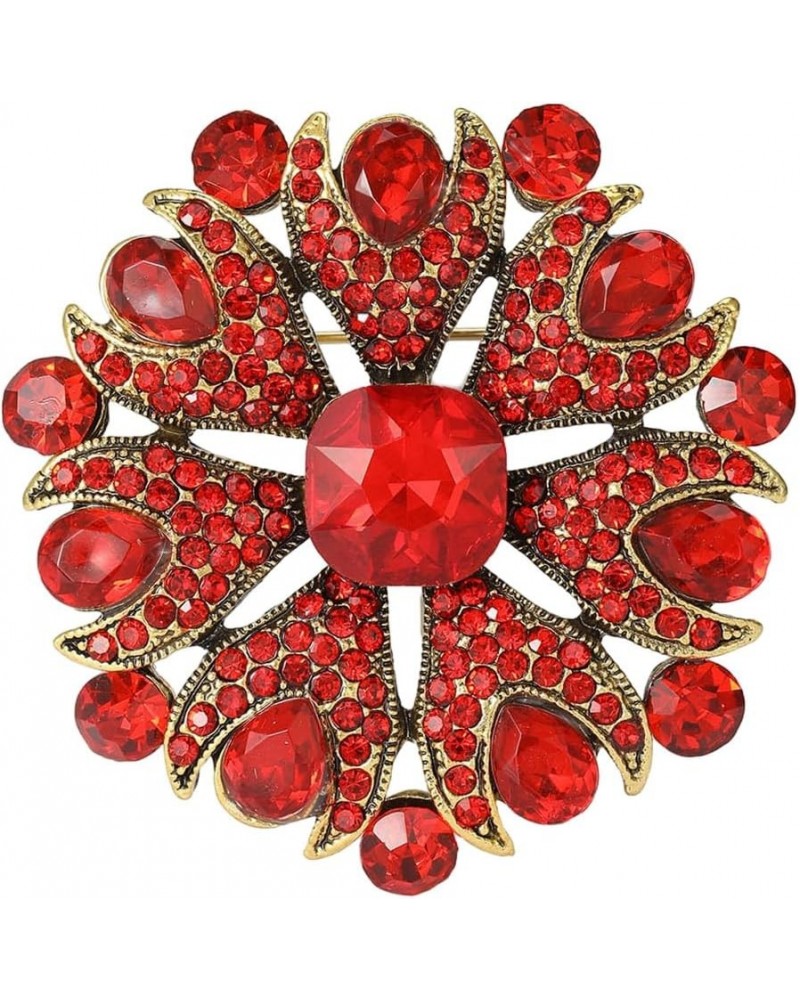 Stunning Gorgeous Flower Rhinestone Teardrop Statement Brooch Pin for Women Party Prom Dress Accessory Ruby Color $9.43 Brooc...