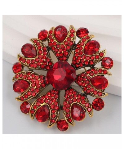 Stunning Gorgeous Flower Rhinestone Teardrop Statement Brooch Pin for Women Party Prom Dress Accessory Ruby Color $9.43 Brooc...