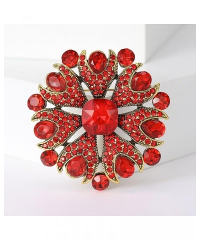 Stunning Gorgeous Flower Rhinestone Teardrop Statement Brooch Pin for Women Party Prom Dress Accessory Ruby Color $9.43 Brooc...