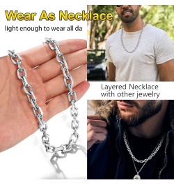 316L Stainless Steel Chain for Men/Women, Cable Link Necklace, 3/5/7/9/12MM Width, 18-30" (Send Gift Box) 26 inch D: 9mm-silv...