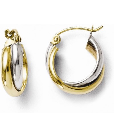 10kt Two Tone Gold Polished Hinged Hoop Earrings $87.15 Earrings