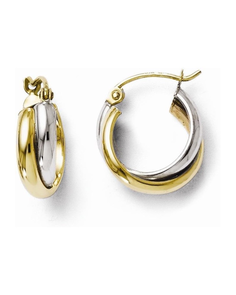 10kt Two Tone Gold Polished Hinged Hoop Earrings $87.15 Earrings