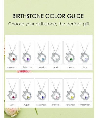 925 Sterling Silver Promise Forever Love Rose Flower Heart Birthstones Necklaces for Women with Cubic Zirconia Anniversary Bi...