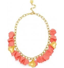 Resin Flower Layered Rose Petal Collar Statement Necklace with Gold Chain for Women Coral $20.27 Necklaces