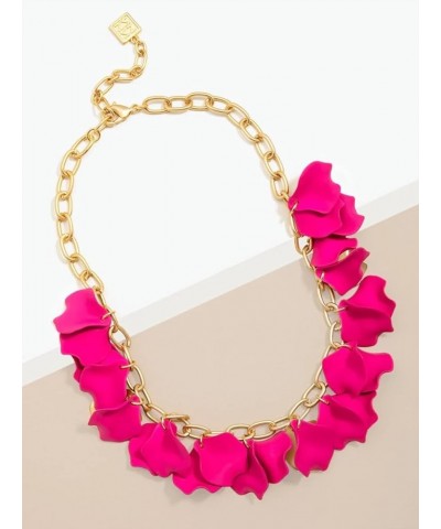 Resin Flower Layered Rose Petal Collar Statement Necklace with Gold Chain for Women Coral $20.27 Necklaces