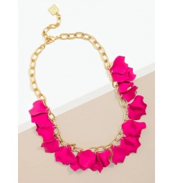 Resin Flower Layered Rose Petal Collar Statement Necklace with Gold Chain for Women Coral $20.27 Necklaces