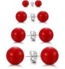 4 Pairs Round Simulated Shell Pearl Stud Earrings for Women Girls Faux Pearl Earrings Pack (er006323) Red $9.26 Earrings