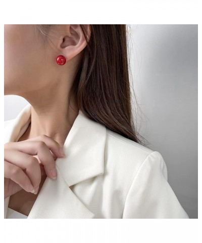 4 Pairs Round Simulated Shell Pearl Stud Earrings for Women Girls Faux Pearl Earrings Pack (er006323) Red $9.26 Earrings