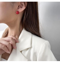 4 Pairs Round Simulated Shell Pearl Stud Earrings for Women Girls Faux Pearl Earrings Pack (er006323) Red $9.26 Earrings