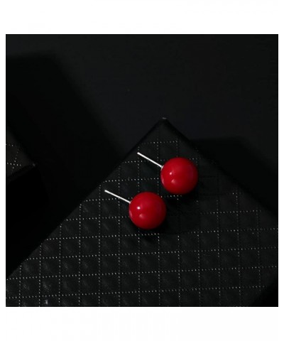 4 Pairs Round Simulated Shell Pearl Stud Earrings for Women Girls Faux Pearl Earrings Pack (er006323) Red $9.26 Earrings