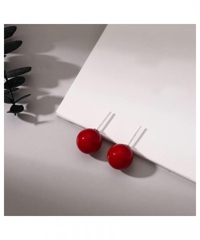 4 Pairs Round Simulated Shell Pearl Stud Earrings for Women Girls Faux Pearl Earrings Pack (er006323) Red $9.26 Earrings