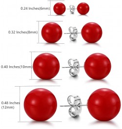 4 Pairs Round Simulated Shell Pearl Stud Earrings for Women Girls Faux Pearl Earrings Pack (er006323) Red $9.26 Earrings