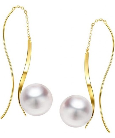 10K/14k/18K Solid Gold Pearl Earrings for Women Freshwater Pearl Dangle Fine Jewelry Earring Wire White Pearl $101.20 Earrings