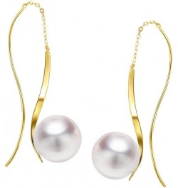 10K/14k/18K Solid Gold Pearl Earrings for Women Freshwater Pearl Dangle Fine Jewelry Earring Wire White Pearl $101.20 Earrings