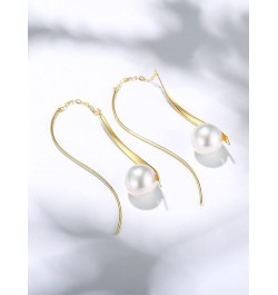 10K/14k/18K Solid Gold Pearl Earrings for Women Freshwater Pearl Dangle Fine Jewelry Earring Wire White Pearl $101.20 Earrings