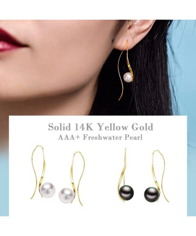 10K/14k/18K Solid Gold Pearl Earrings for Women Freshwater Pearl Dangle Fine Jewelry Earring Wire White Pearl $101.20 Earrings