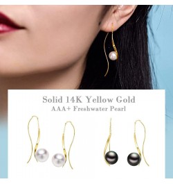 10K/14k/18K Solid Gold Pearl Earrings for Women Freshwater Pearl Dangle Fine Jewelry Earring Wire White Pearl $101.20 Earrings