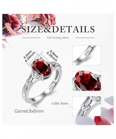 925 Sterling Silver Celtic Knot Ring 8x6 mm Oval Cut Gemstone Birthstone Engagement Ring for Women 8 01.Garnet $40.85 Rings