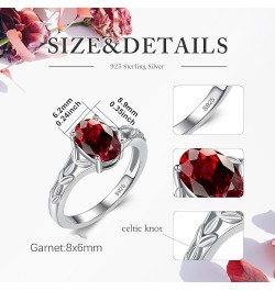 925 Sterling Silver Celtic Knot Ring 8x6 mm Oval Cut Gemstone Birthstone Engagement Ring for Women 8 01.Garnet $40.85 Rings