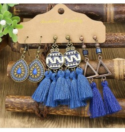 12 Pairs Fashion Hollow Drop Dangle Earrings Set， Bohemian National Style Eardrop with Bronze Waterdrop Leaf Feather Shaped V...