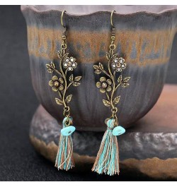 12 Pairs Fashion Hollow Drop Dangle Earrings Set， Bohemian National Style Eardrop with Bronze Waterdrop Leaf Feather Shaped V...