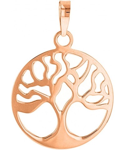 Solid 14k Rose Gold Simple Round Tree of Life Charm Pendant $34.85 Pendants