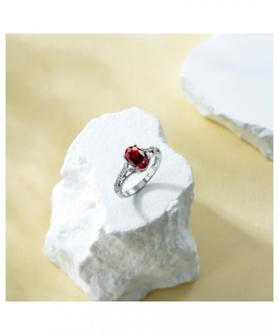 925 Sterling Silver Celtic Knot Ring 8x6 mm Oval Cut Gemstone Birthstone Engagement Ring for Women 8 01.Garnet $40.85 Rings