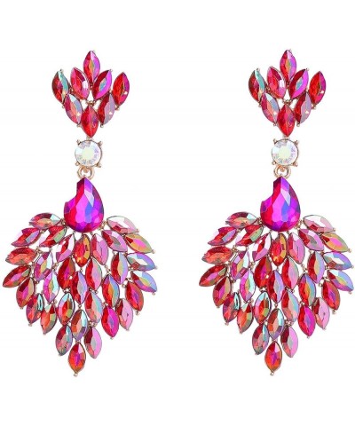 Fashion Statement Chandelier Earrings for Women Rhinestone Crystal Large Dangle Earrings for Wedding Prom Party Red $10.39 Ea...