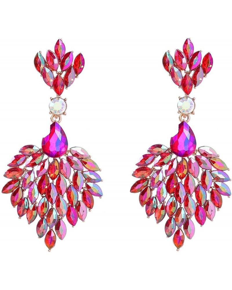 Fashion Statement Chandelier Earrings for Women Rhinestone Crystal Large Dangle Earrings for Wedding Prom Party Red $10.39 Ea...